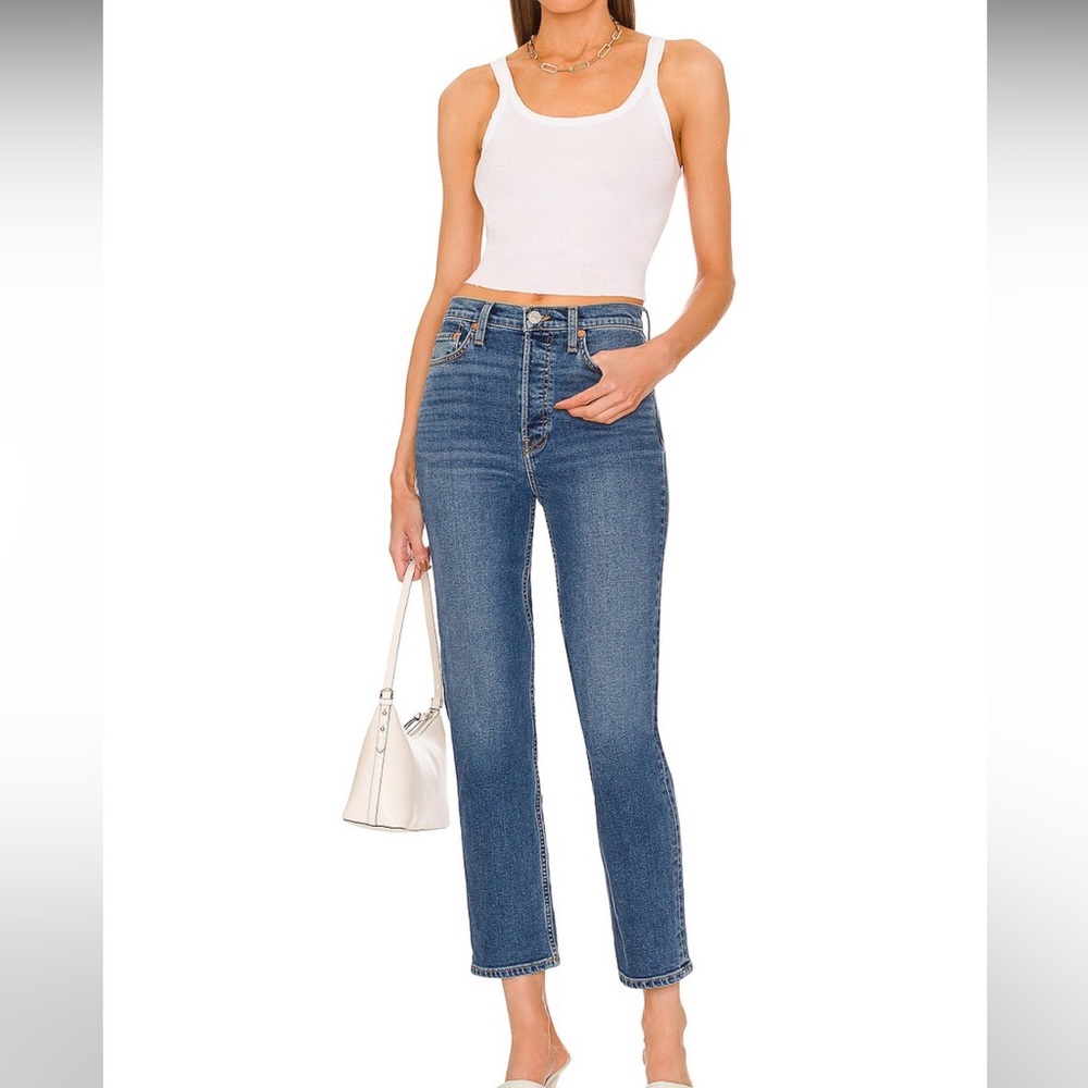 NWT Re/Done high rise stove pipe jeans in western wind